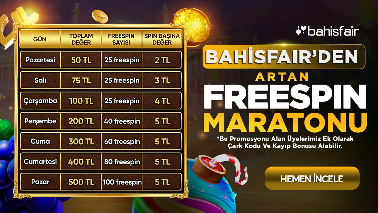 Bahisfair — BAHİSFAİRDEN ARTAN FREESPİN MARATONU